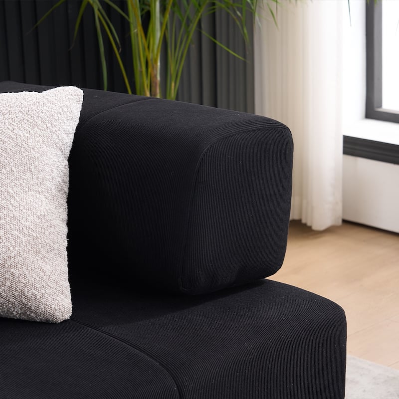 78.5" Folding Sofa Bed with 2 Pillows, Convertible Foam Futon Couch, Corduroy Fold-Out Couch for Living Room, Office