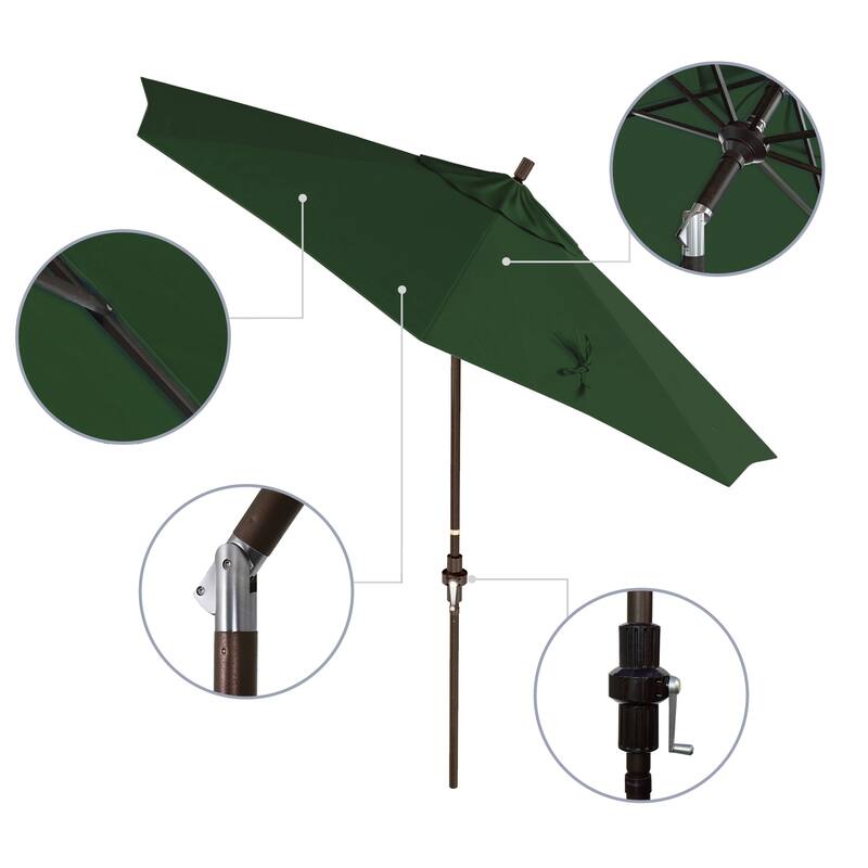 California Umbrella 9' Rd Golden State Series Patio Umbrella Bronze Aluminum Frame Crank Lift Collar Tilt Pacifica Pacific Blue