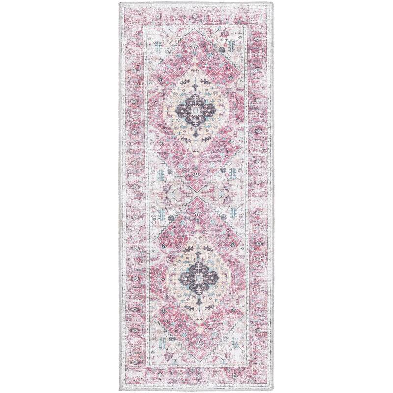 Traditional Tira Collection Area Rug - 2'x5' - Light Coral-Pink