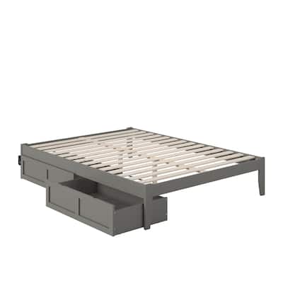 Virtue Queen Bed with USB Charger & Storage Drawers - Modern Grey Bedroom Furniture