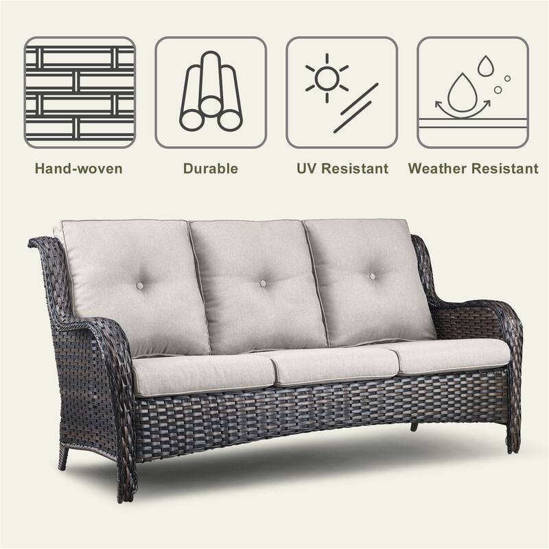 6 Pieces All Weather Wicker Sofa Patio Chair Set