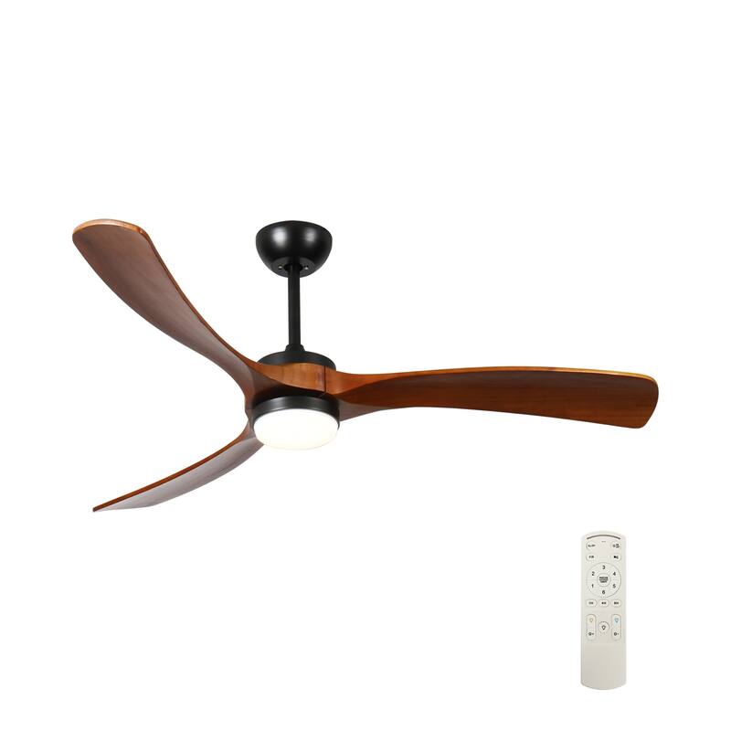 Quiet Reversible DC Motor with 3-Speed Timer and 3 Color-Changing Lights, Wood Ceiling Fan with Lights and Remote