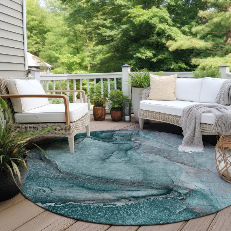 Machine Washable Indoor/ Outdoor Abstract Chantille Rug