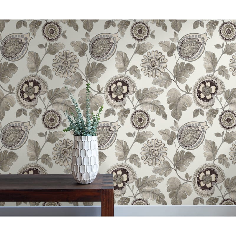 Seabrook Designs Boho Rhapsody Calypso Paisley Leaf Unpasted Wallpaper