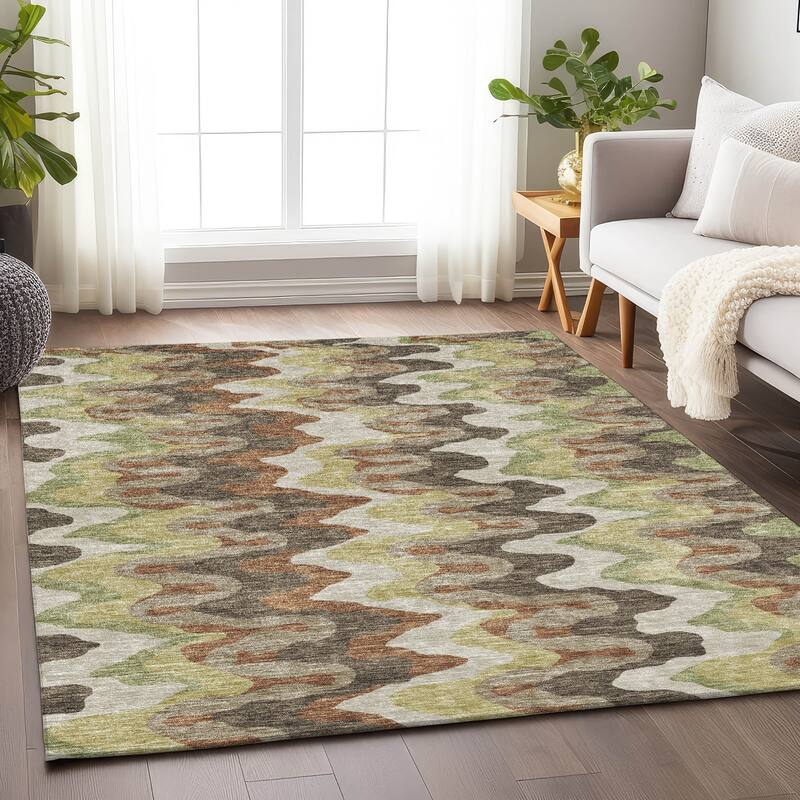 Premium Washable Super Soft Abstract Stripes Mayfield Rug - Chocolate - 5' x 7' 6" - Rectangle