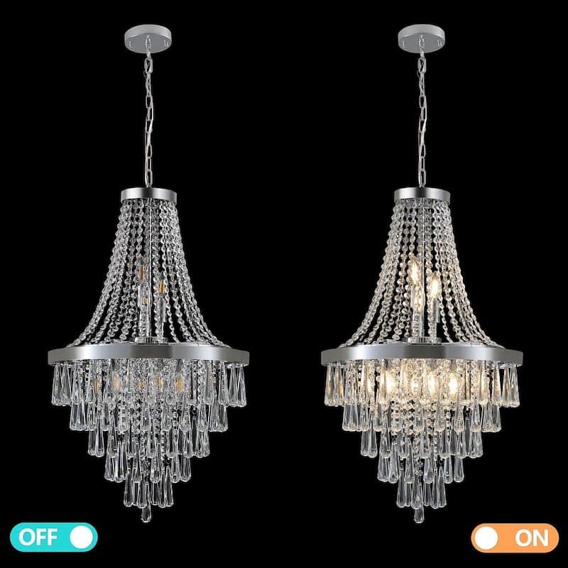 Modern gorgeous gold round crystal chandelier with raindrop crystal