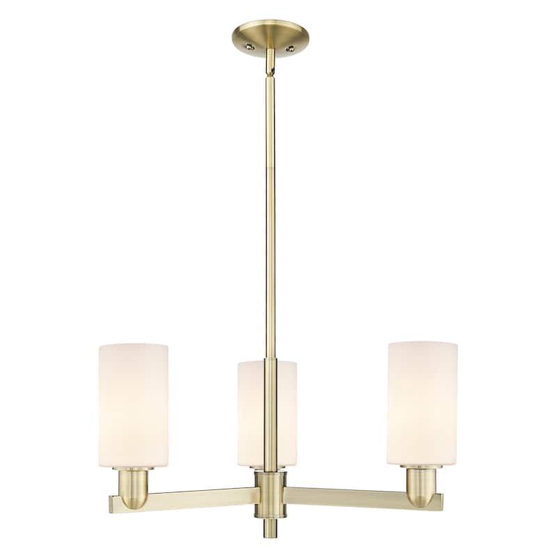 Innovations Lighting Endless Possibilities Arcadia - Clymer - 3 Light 26" Stem Hung Chandelier - Antique Brass/Matte White