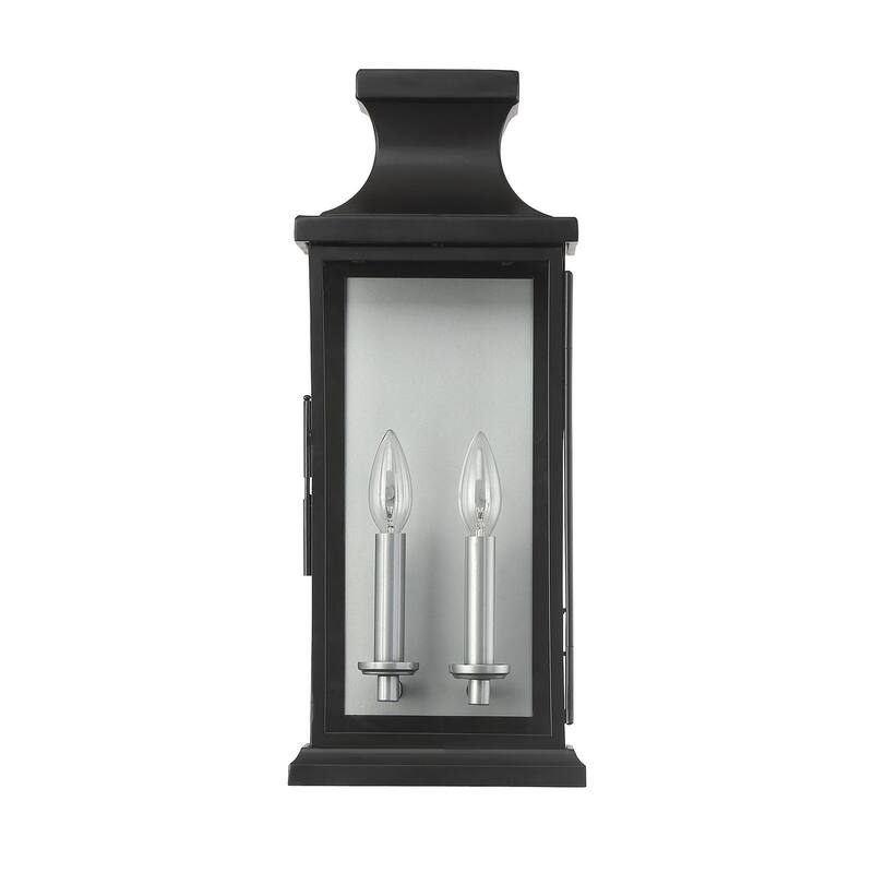 Brooke 2-Light Outdoor Wall Lantern in Matte Black - Black