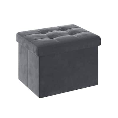 Velvet Foldable Storage Ottoman with Padded Seat and Hidden Compartment for Living Room or Entryway