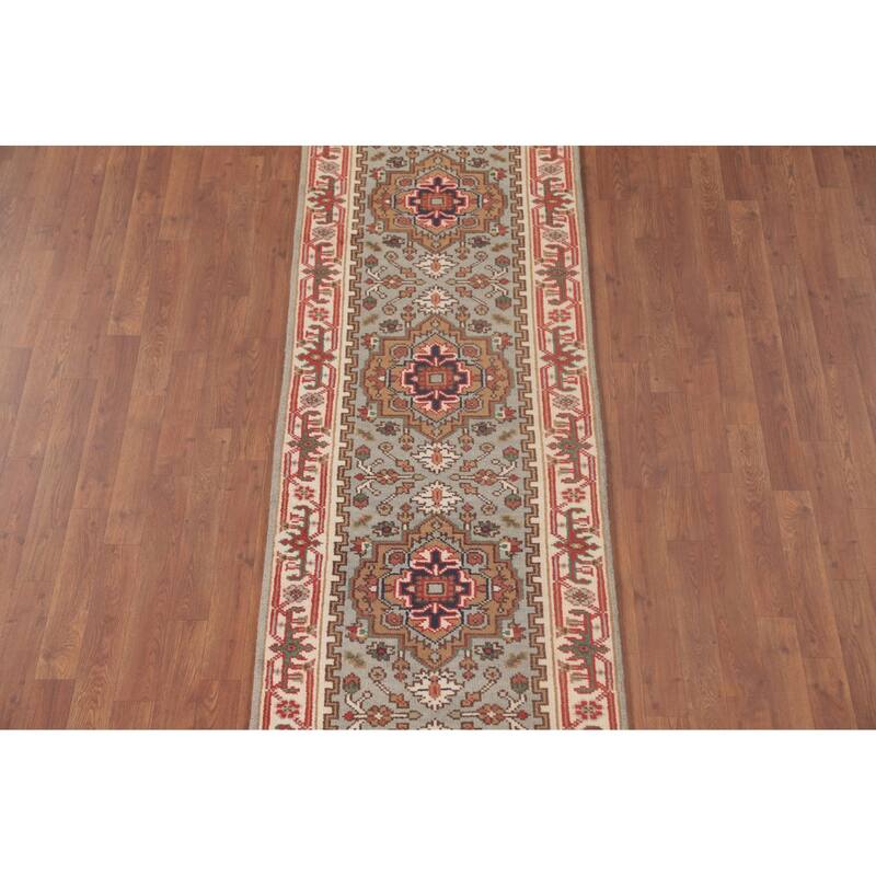 Grey Heriz-Serapi Oriental Runner Rug Handmade Wool Carpet - 2'6"x 12'0"