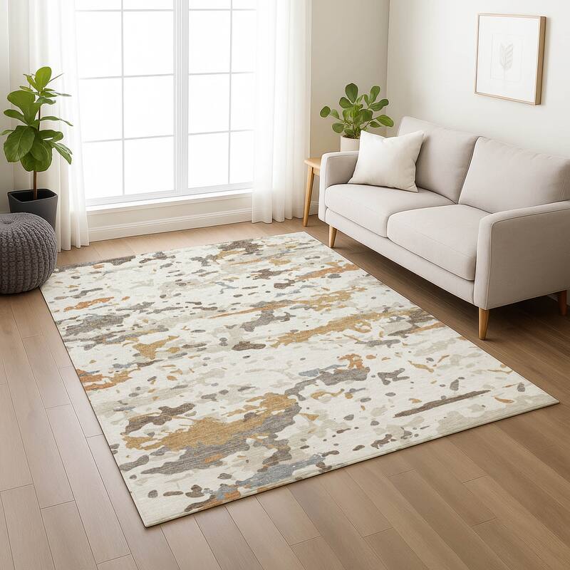 Machine Washable Indoor/ Outdoor Modern Calhan Chantille Rug