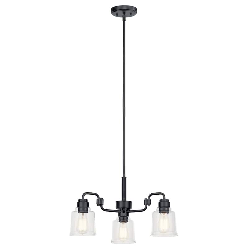 Kichler Lighting Aivian 23 in. 3-Light Black Vintage Industrial Chandelier with Clear Glass