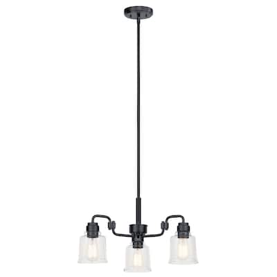 Kichler Lighting Aivian 23 in. 3-Light Black Vintage Industrial Chandelier with Clear Glass