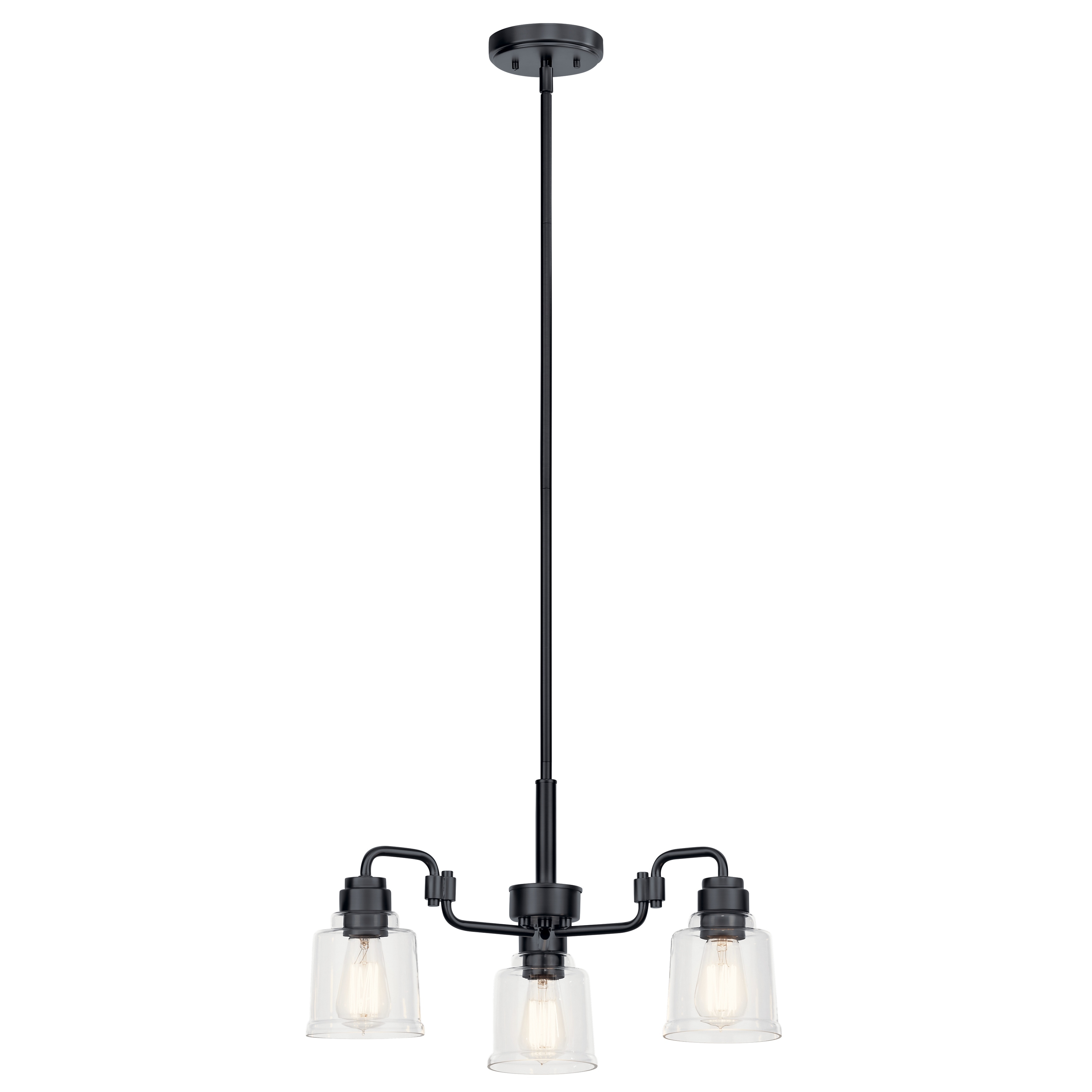 Kichler Lighting Aivian 23 in. 3-Light Black Vintage Industrial Chandelier with Clear Glass
