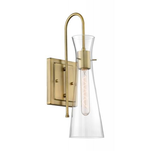 Bahari - 1 Light Sconce with Clear Glass - Vintage Brass Finish