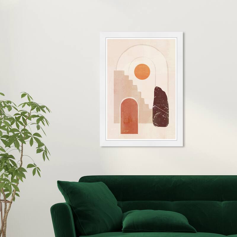 Wynwood Studio Prints Abstract Stairway to the Sun Brown and Modern & Contemporary Wall Art Canvas Print - White