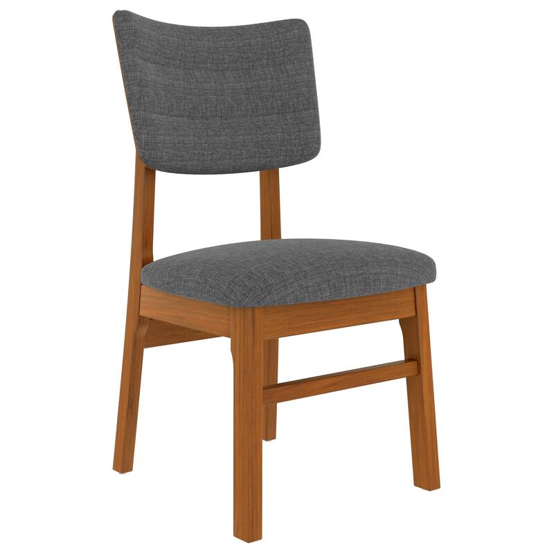 5 Piece Solid Wood Dining Table Set, 4 Upholstered Chairs with Ergonomically Curved Backs