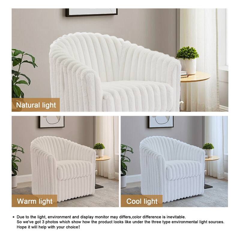 2 Set Modern 49" Upholstered Plush Corduroy Swivel Barrel Accent Chair