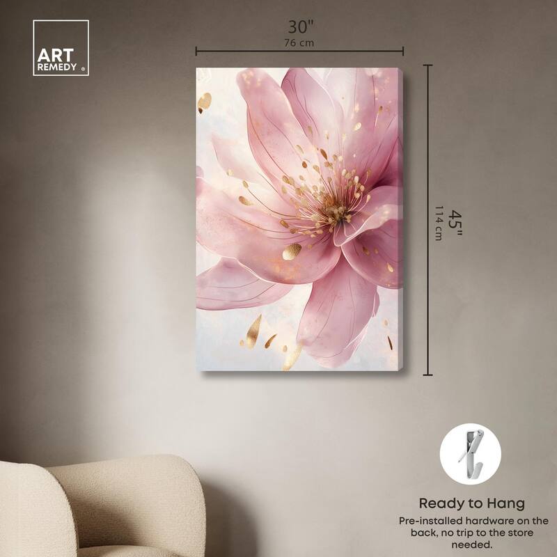 Pink and Gold Bloom Canvas by Art Remedy, Gallery Wrapped