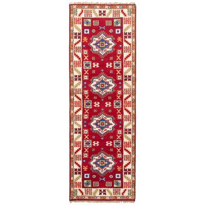 ECARPETGALLERY Hand-knotted Royal Kazak Dark Red Wool Rug - 2'8 x 8'2