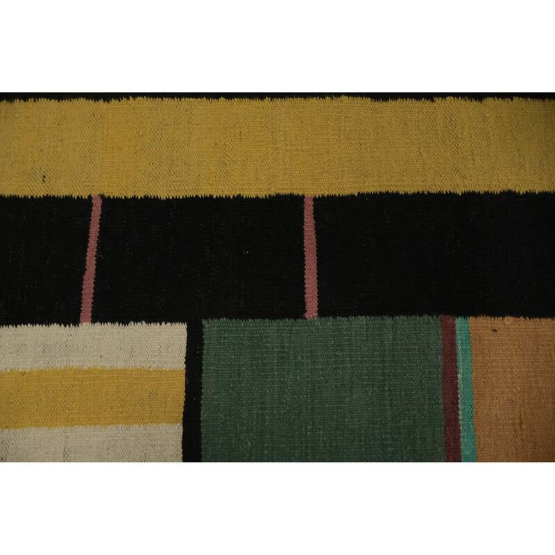 Hand Woven Oriental 100% Wool Carpet Southwestern Modern Multi-Colored Kilim Area Rug - 13' 4'' X 9' 3''