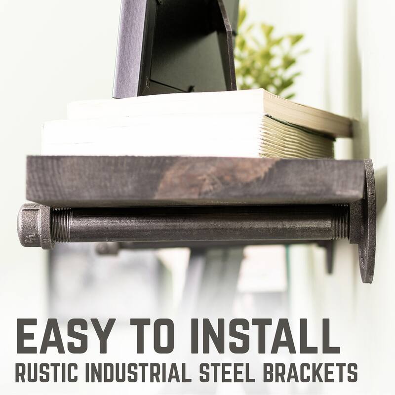 Restore Wood 24 in. Wall Shelf Straight Steel Pipe Brackets, Set of 2