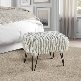 Feathery Fauxfur Ottoman
