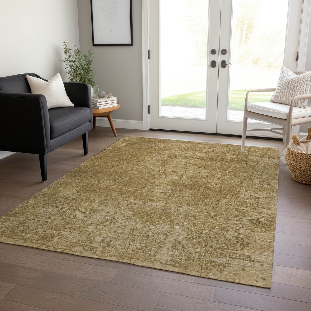 Machine Washable Indoor/ Outdoor Abstract Solid Chantille Rug