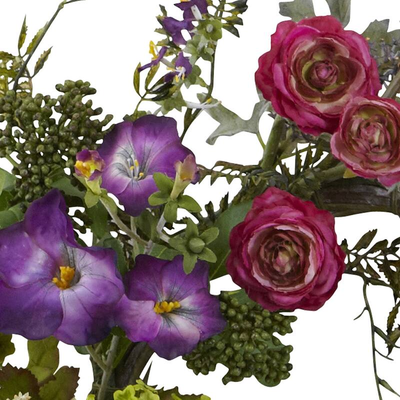 Veranda Garden Artificial Wreath, 20-Inch, Unlit - Purple