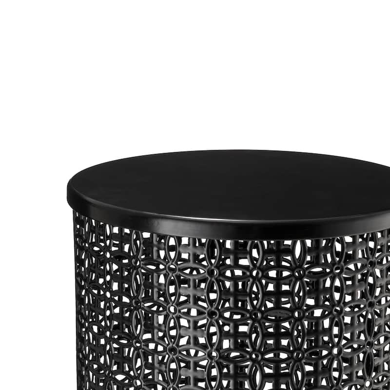 Glitzhome Set of 2 19.25"H & 16.5"H Multi-functional Metal Outdoor Table Garden Stool