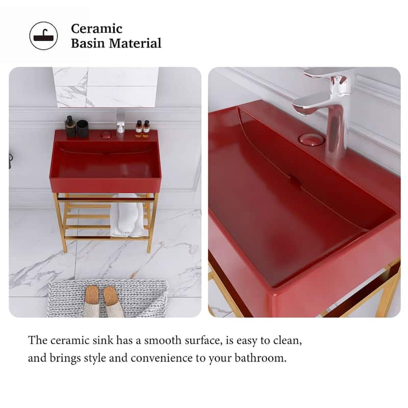 24" Freestanding Bathroom Vanity with Ceramic Sink - 23.62'' x13.98'' x 33.46''