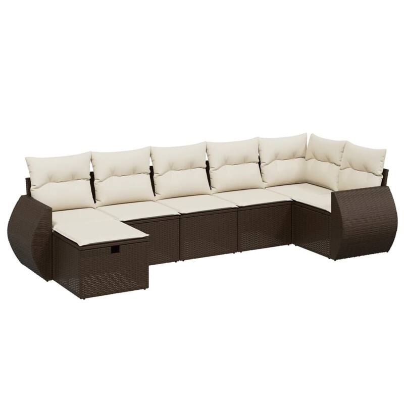 vidaXL Garden Sofa Set Beige/Black/Brown/Grey