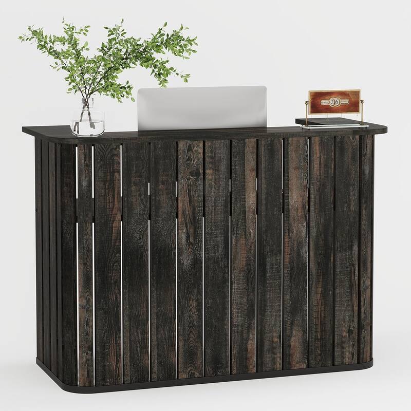 63" Reception Desk with Counter, Modern U-Shaped Front Desk, Retail Checkout Counter Table