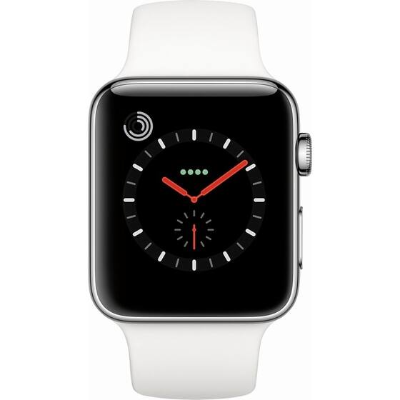 Shop Apple Watch Series 3 Gps Cellular 42mm Stainless Steel Case With Soft White Sport Band Stainless Steel Overstock 18655997