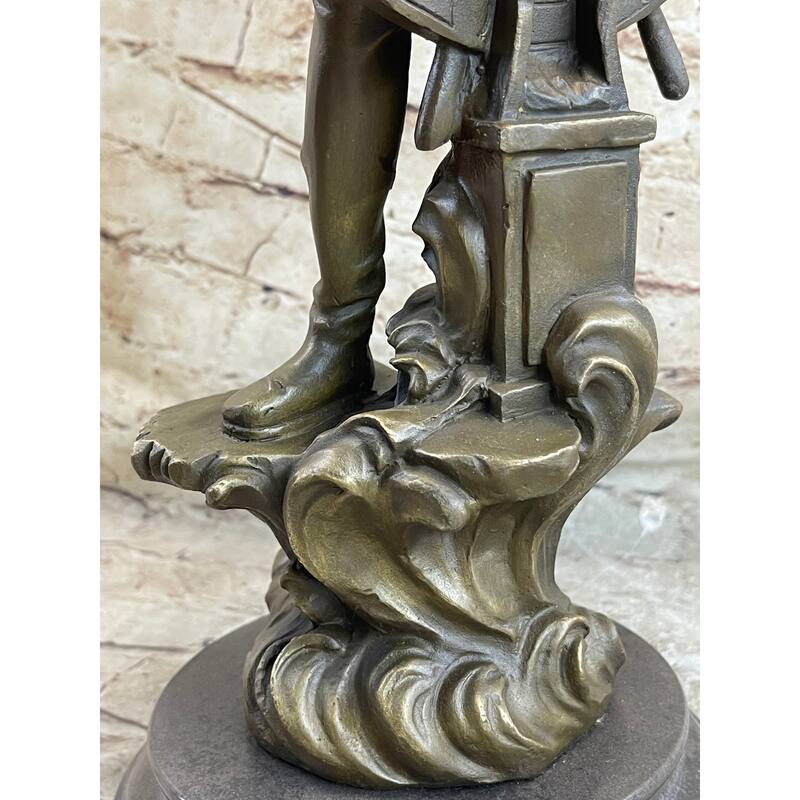 Ship Captain Imitative Fisherman Nautical Ocean Sailor Boating Decor Bronze Statue Sculpture 17.5 Inches X 7 Inches