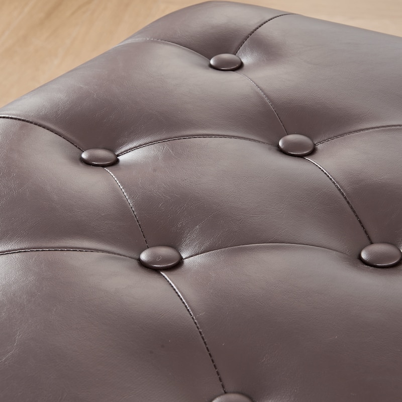 Adeco Contemporary Bench Lift-top Storage Ottoman