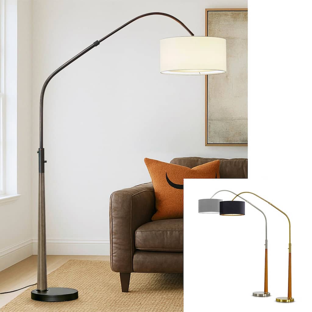 HOMEGLAM Century 81" Solid Wood Arched Floor Lamp with Dimmable LED Bulb