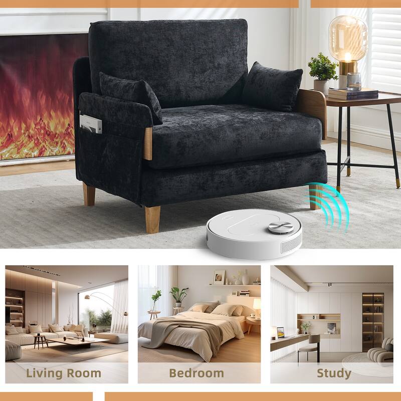3-in-1 Convertible Chenille Sleeper Sofa, Foldable Sofa Bed with Three Pillows