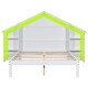 preview thumbnail 8 of 9, White Full Size Wood Platform Bed with House-shaped Storage Headboard and Built-in LED for Bedroom