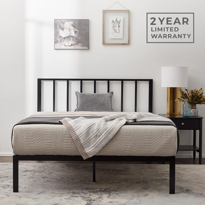 Brookside Lori Metal Platform Bed with Vertical Bar Headboard