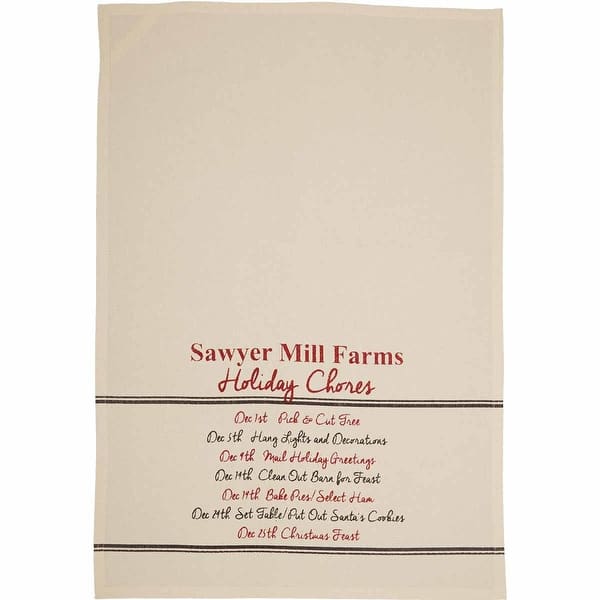 Sawyer Mill Holiday Chores And Trees Unbleached Natural Muslin Tea Towel Set Of 3 19x28 Tea Towel 28x19 On Sale Overstock 32151876