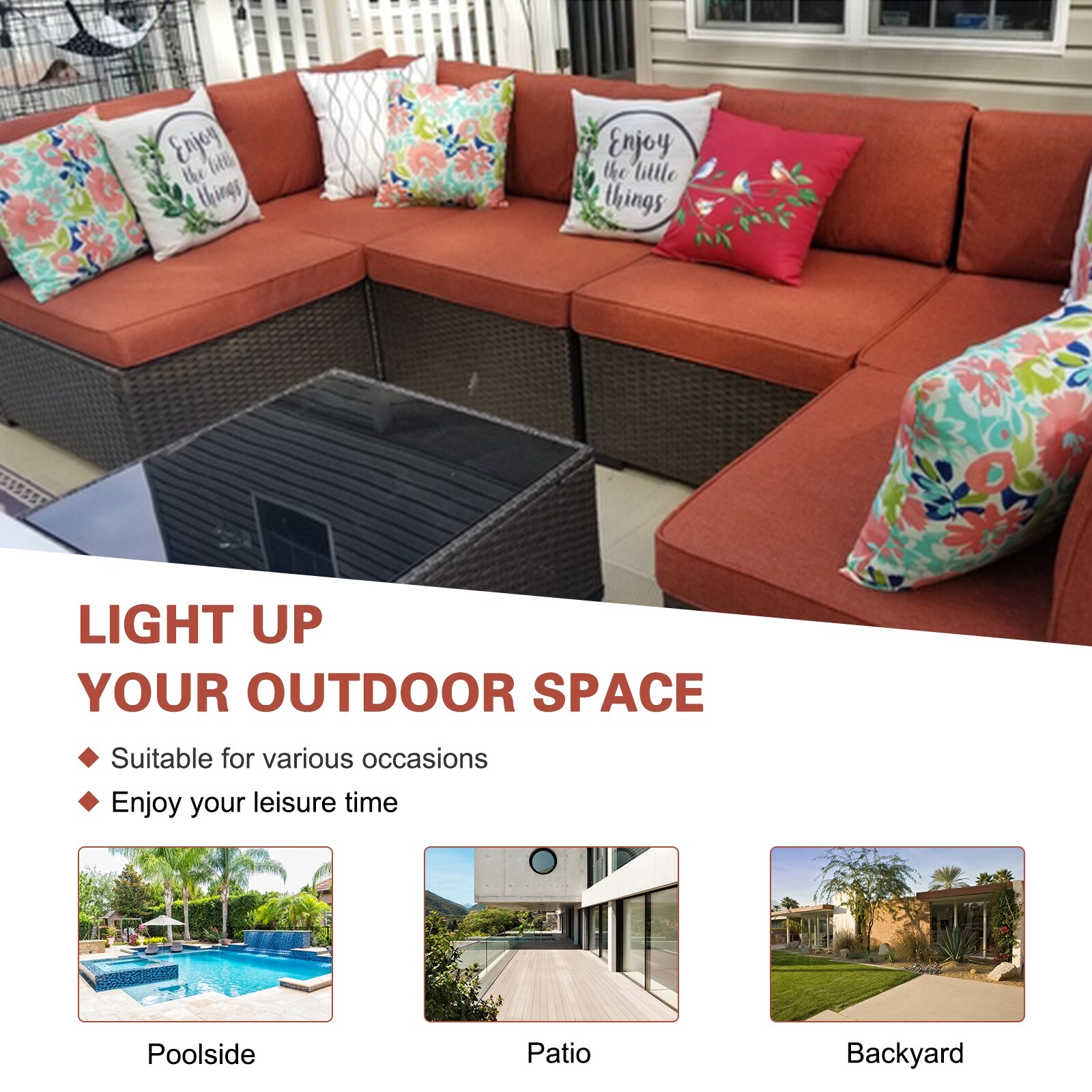 Kinsunny 7 Piece Outdoor Furniture Patio Sectional Furniture Set