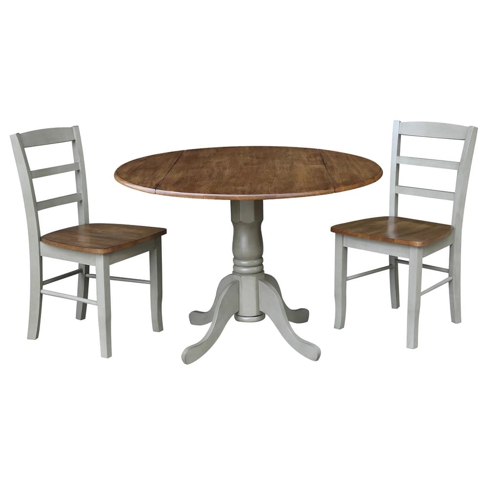 42" Dual Drop Leaf Pedestal Dining Table with Madrid Ladderback Chairs - Dining Set