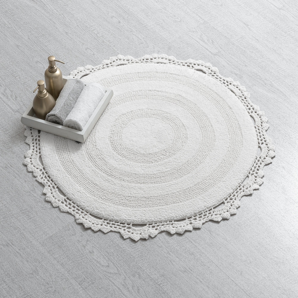MH London Winchester Cotton Round Bathroom Rug - Soft Bath Mat
