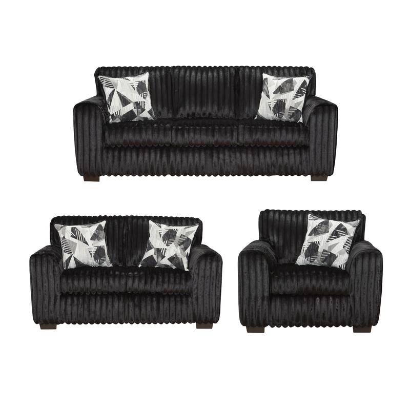 Roundhill Furniture Nolan 3-Piece Living Room Set, Sofa Loveseat and Chair