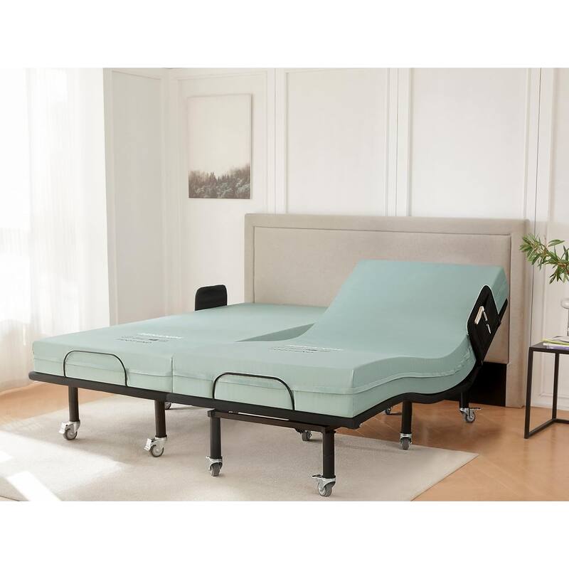 FlexCare Adjustable Bed Frame & 8" Mattress – Zero Gravity Bed with Side Rails - Split King