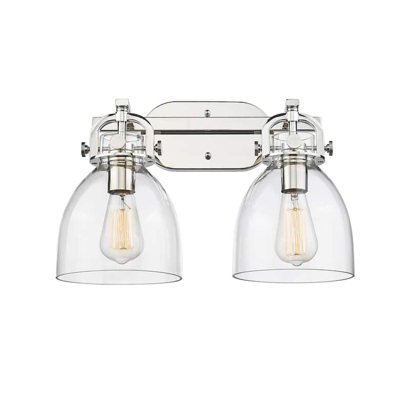 Innovations Lighting 410-2W-12-17 Newton Bell Vanity Newton Bell 2 - Polished Nickel / Clear