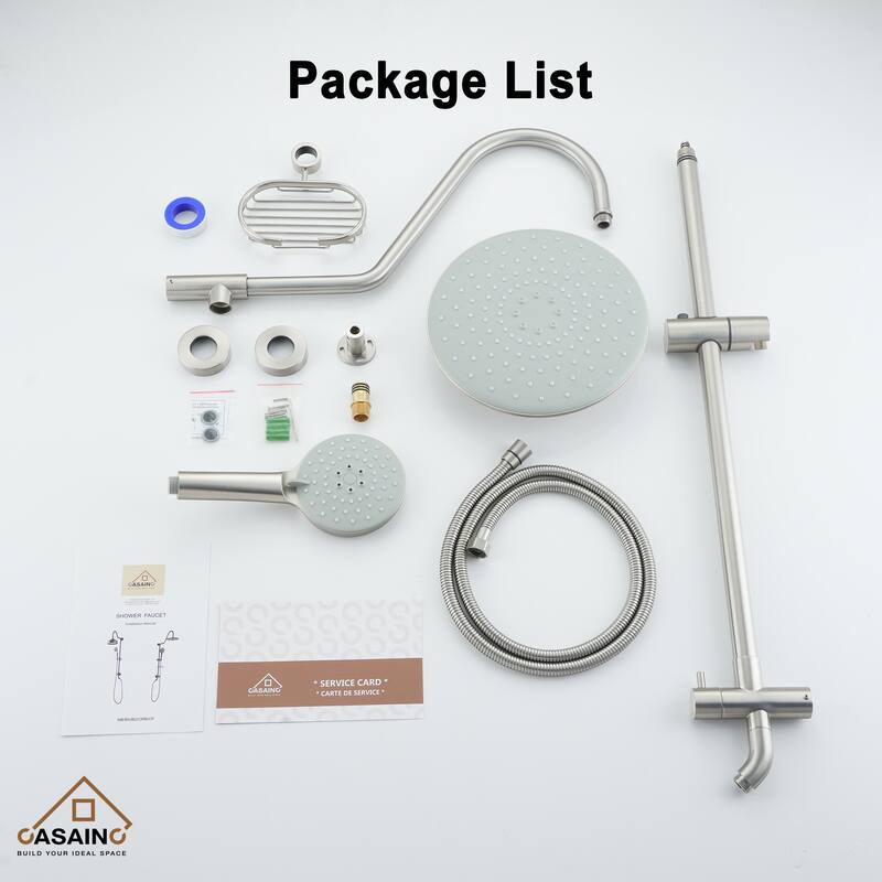 Exposed Pipe Shower System with 10-In Rainfall Shower Head and Handheld Shower