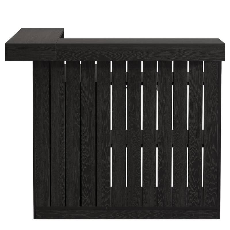 Home Bar Unit, Corner Liquor Bar Table with Storage Shelves & Wine Glass Holder, Pub Reception Accent Cabinet Desk