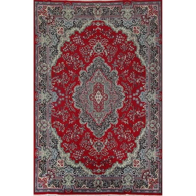 Victorian Style Red Kashan Turkish Rug Bedroom Machine Made Carpet - 8'0" x 11'7"